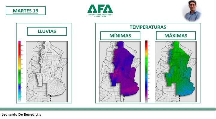 El meteorólogo Leonardo De Benedictis, asesor de Agricultores Federados Argentinos, con el informe del pronóstico del tiempo extendido para la semana.