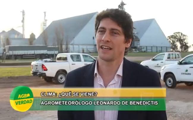 El meteorólogo Leonardo De Benedictis, asesor de Agricultores Federados Argentinos, con el informe de los pronósticos para el fin de semana. Se viene un frente frío con lluvias.